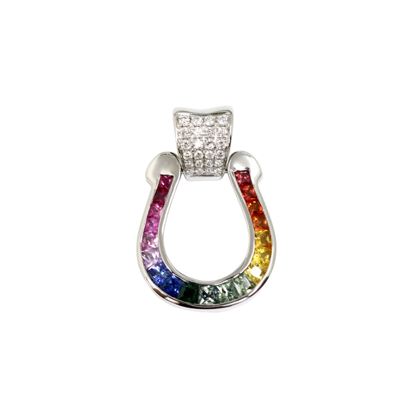 K18WG D0.20ct/1.96ct rainbow horseshoe motif diamond top l size