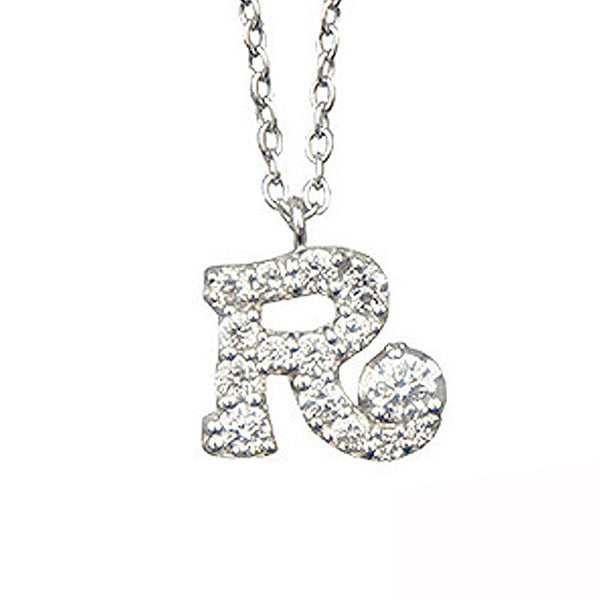 K18WG/D0.28ct<BR>イニシャル‹「R」<BR>ダイヤモンドペンダント<BR>【NEW】