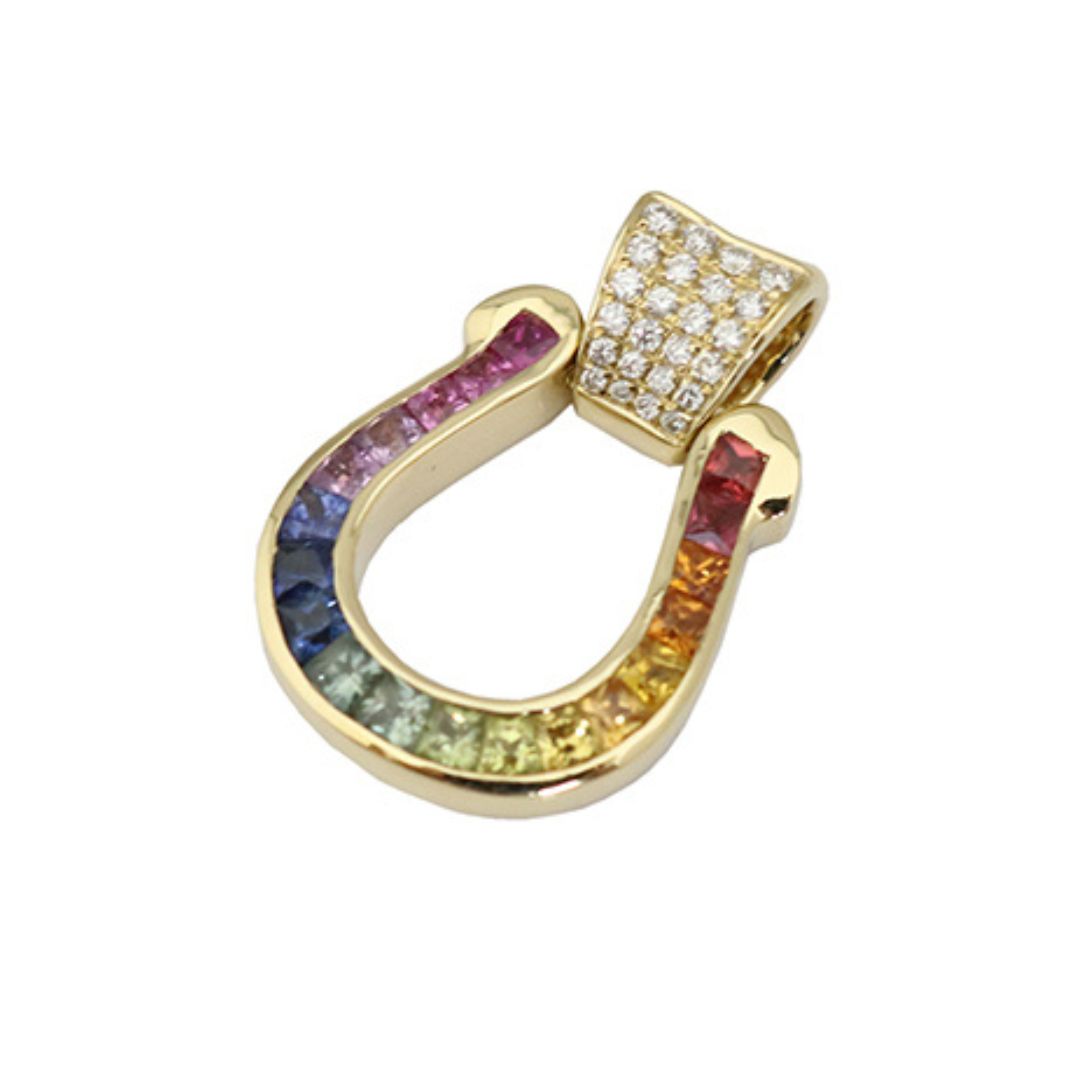 ORIGINAL JEWELRY<br>【オリジナルジュエリー】<br>K18 YG D0.12ct/1.15ct<BR>レインボー 馬蹄モチーフ<BR>ダイヤモンドトップ<BR>Mサイズ<BR>【NEW】　