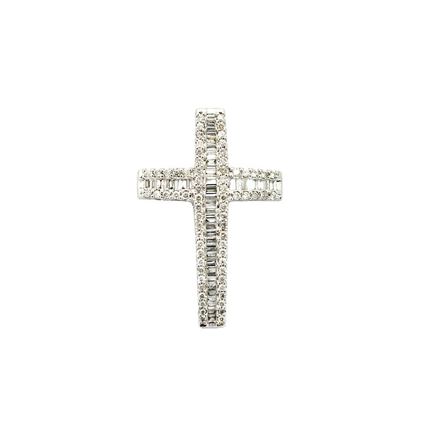 PT900/D1.00ct<BR>クロス<BR>バゲットダイヤモンド <BR> ペンダントトップ<BR>【NEW】