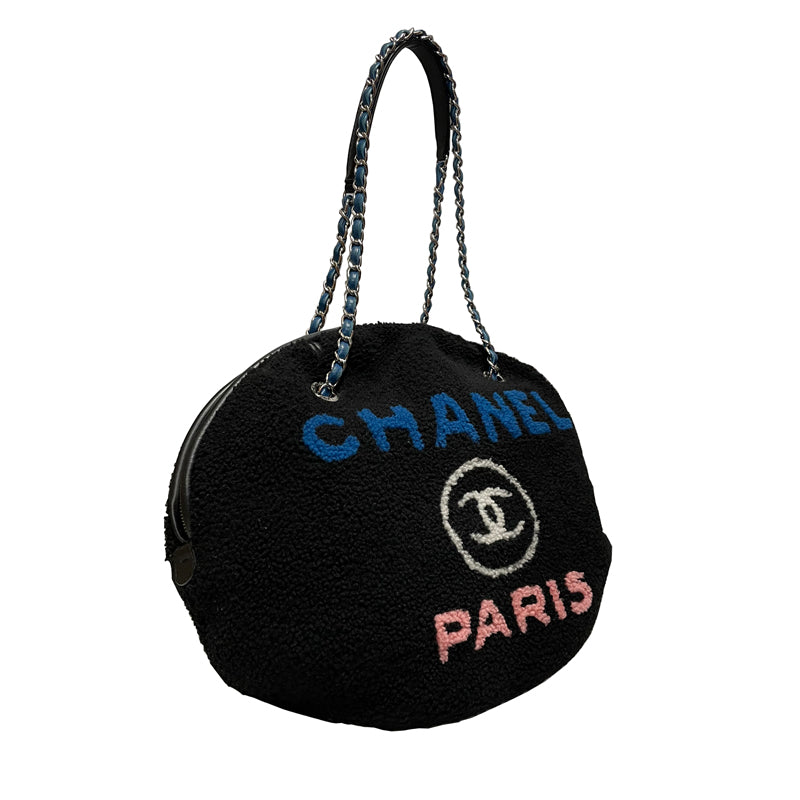 CHANEL シャネル ムートン ドーヴィル ラウンド ロゴ チェーン 